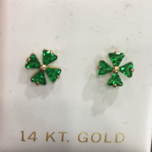 14k Pure Gold Birthstone CZ Earrings for Girls - Picture 5 of 6