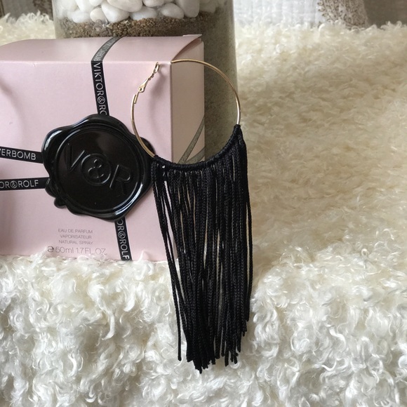 NWT Mesh hoops + Tassel hoops color black EA3 - Picture 4 of 4