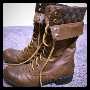 Brown combat boots