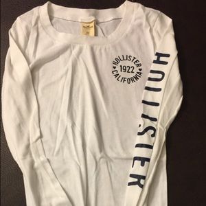 Hollister White and Navy Long Sleeve Shirt