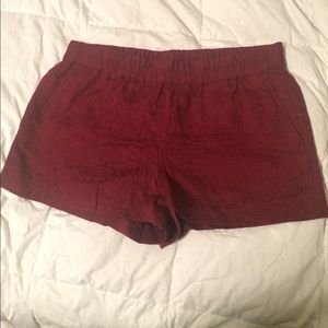 J. Crew Factory Maroon Shorts with pattern fabric