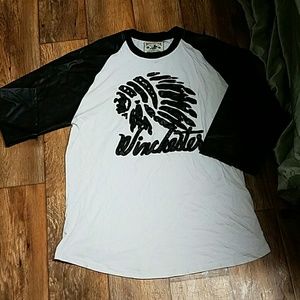 Mens leather sleeve tee