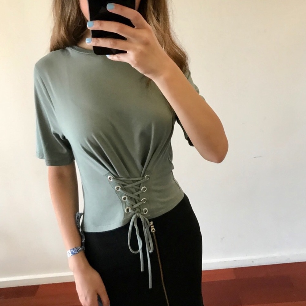 ONLY S LEFT: Seafoam Green Corset Soft Tee