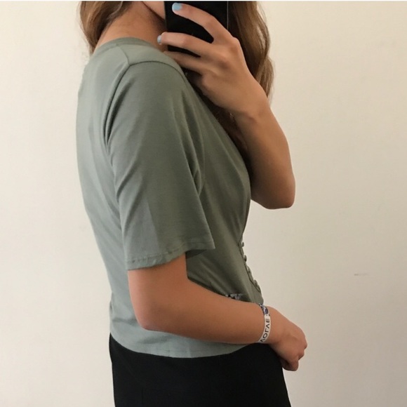 ONLY S LEFT: Seafoam Green Corset Soft Tee - Picture 3 of 6