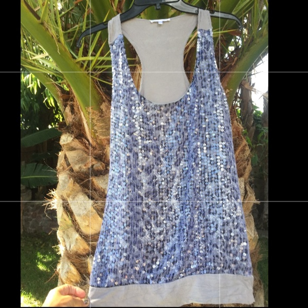 Gray leopard tank with sequins size small