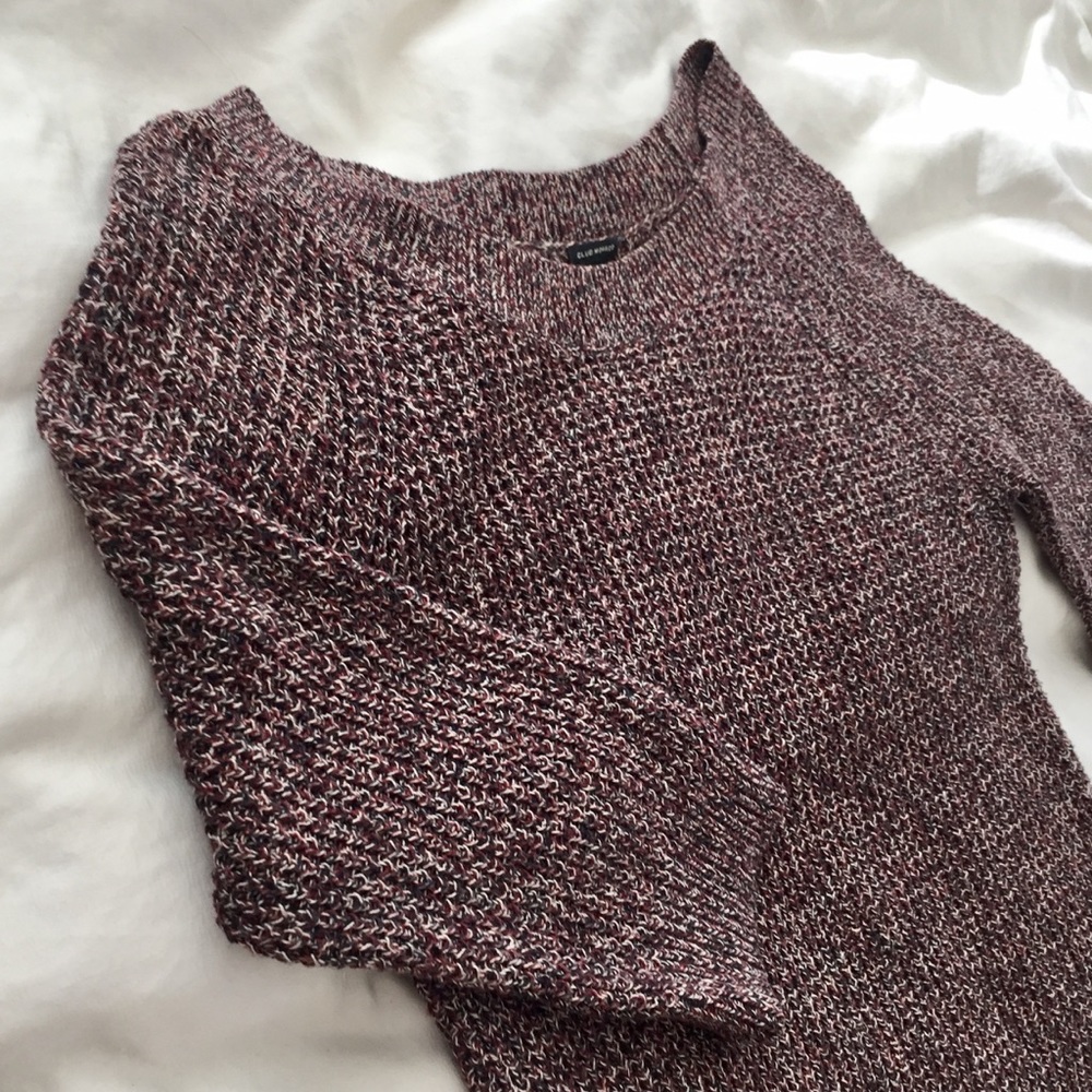 Club Monaco Sweater - burgundy, white and black