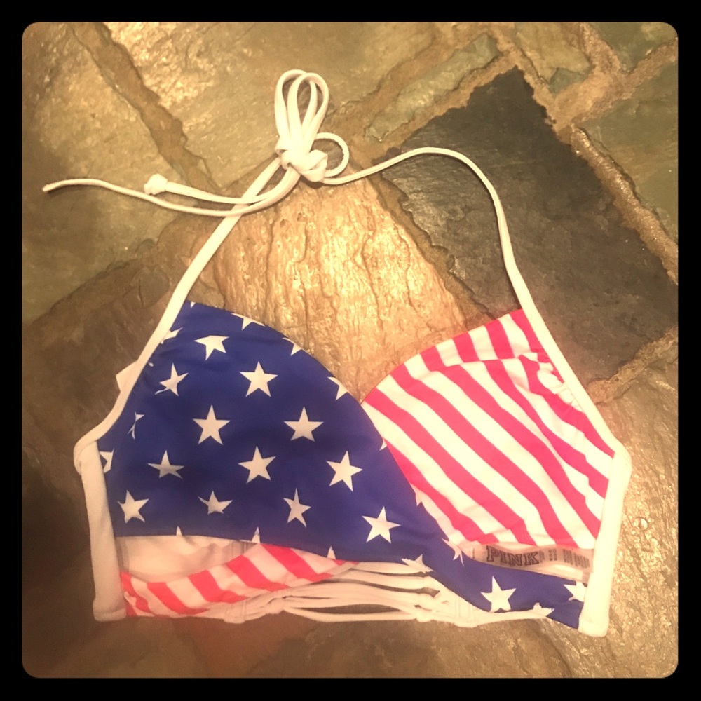 VS Pink American Flag Bikini Top!