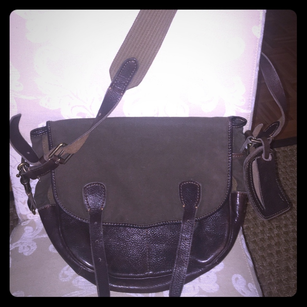 Ralph Lauren leather &canvas messenger bag