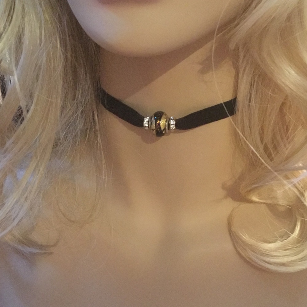 Chocker on velvet.  Adjustable.  Murano Glass.