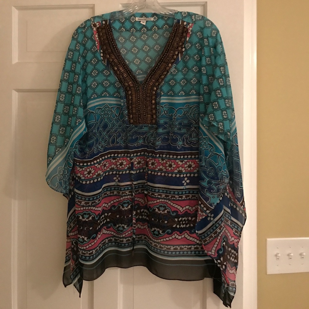 Multi colored tunic top