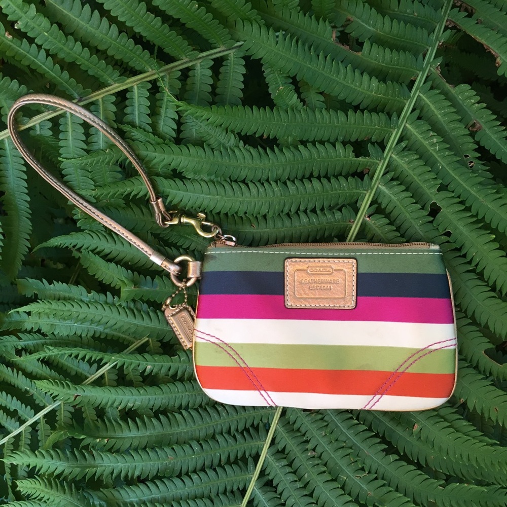 striped coach wristlet 🌱