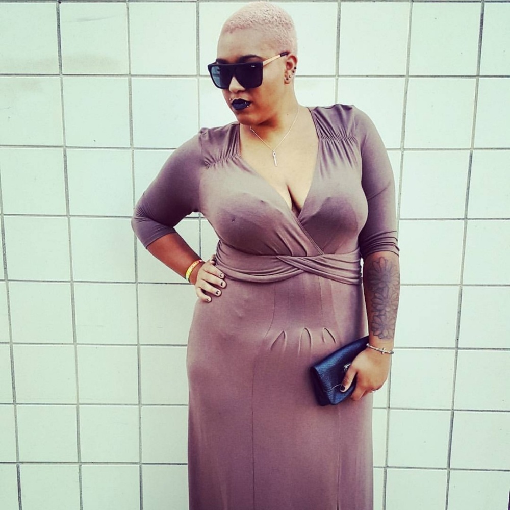 Tan Fitted Maxi Dress