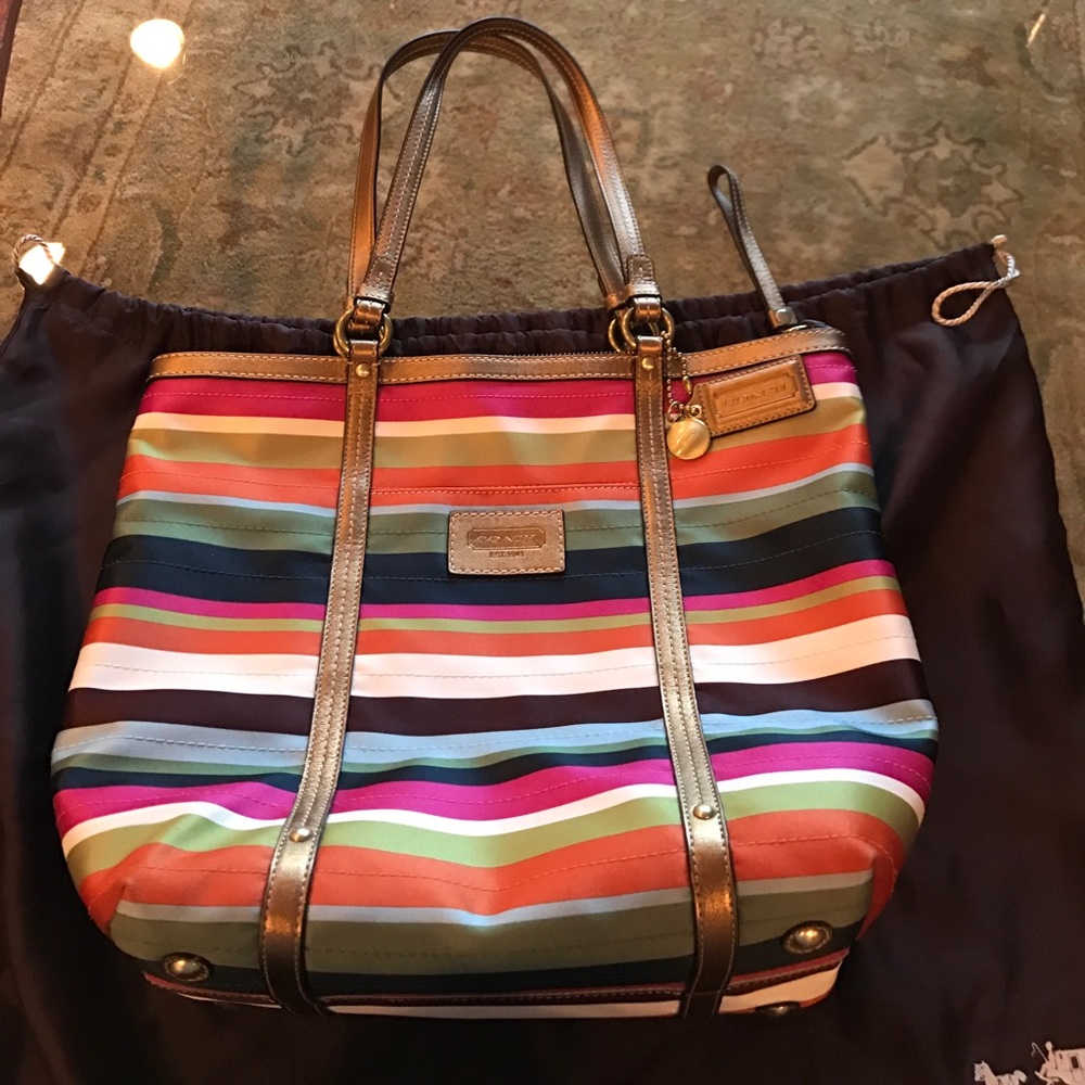 coach large multicolor tote (with dustbag)