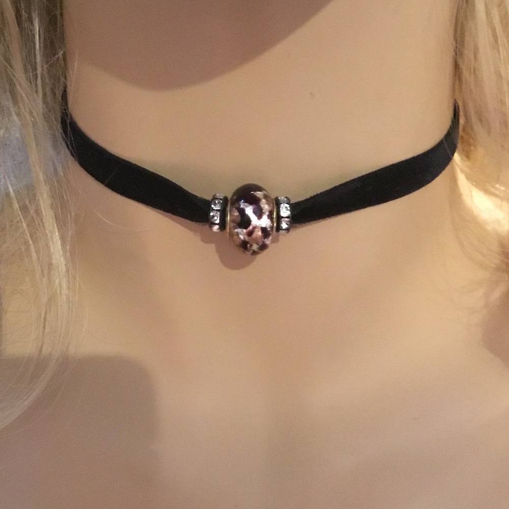 Murano Glass Chocker on Velvet.  Adjustable.
