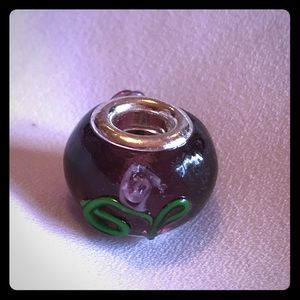 Flower and Stem Glass Bead Charm