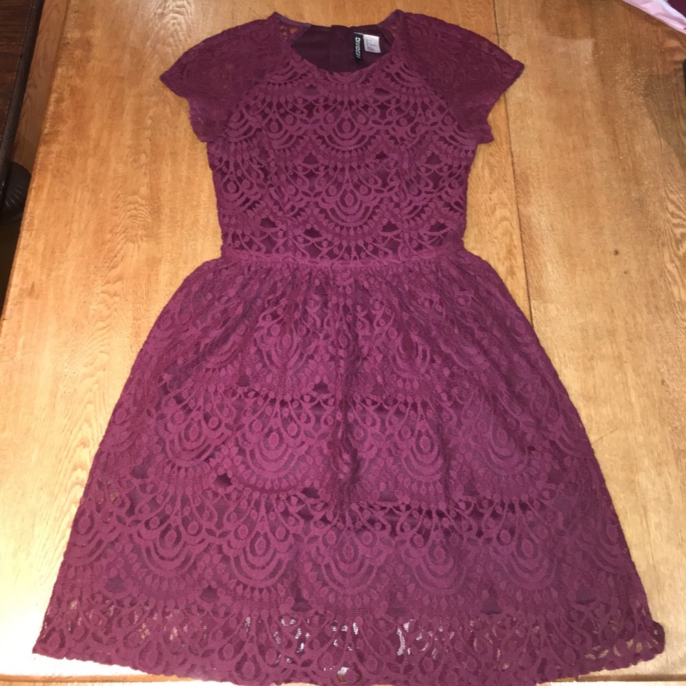Cranberry Colored Lace Dress