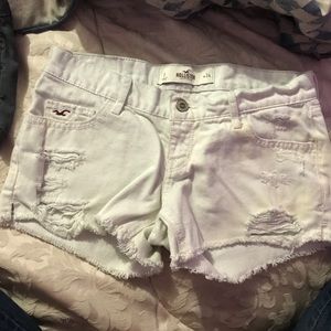 White Hollister distressed shorts size 0