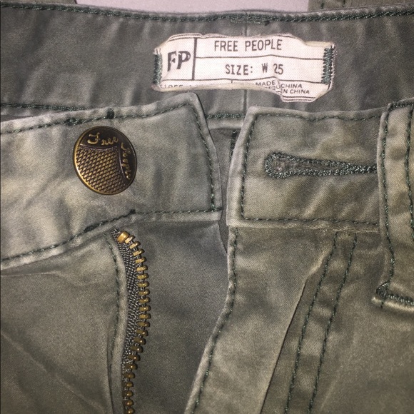 olive green suede-like free people jeans - Picture 5 of 5