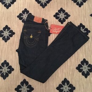 BRAND NEW WT TRUE RELIGION DARK WASH BOOTCUT JEANS