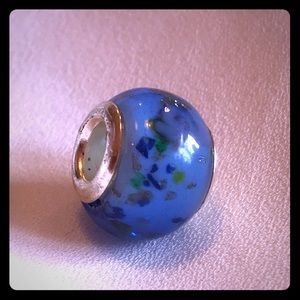Blue Speckled Glass Bead Charm