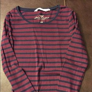 H&M maroon and navy stripped Long Sleeve Shirt
