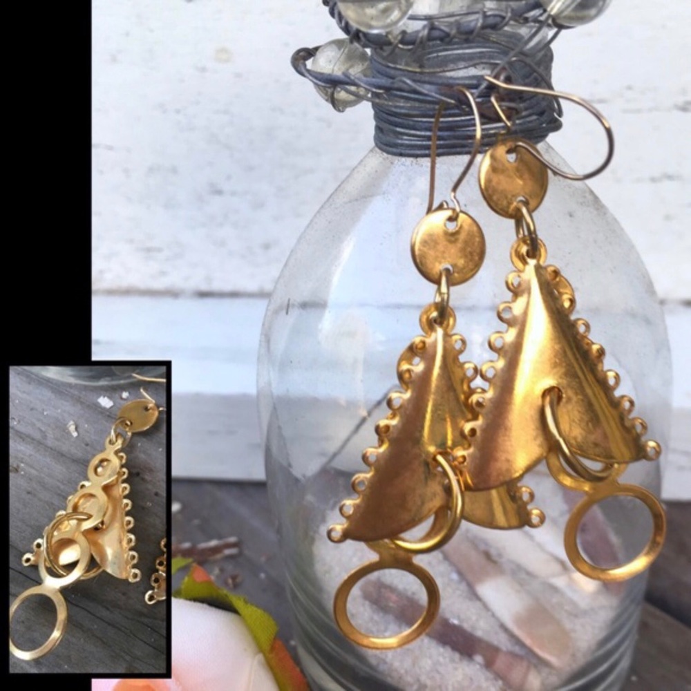VINTAGE Triangle and Circle Earrings