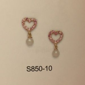 14K Pure Gold CZ Heart ❤️ Earrings / Screw Back