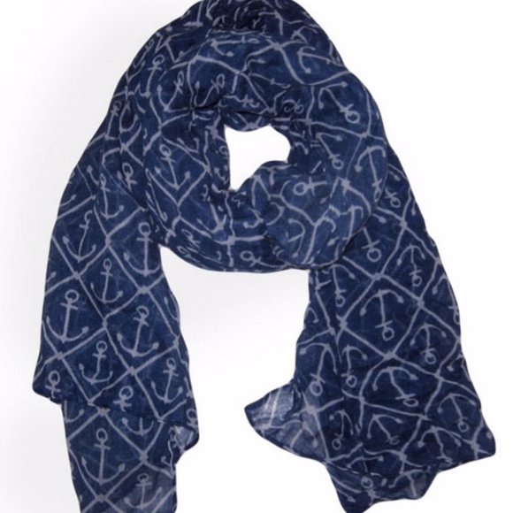 Anchors Away! Blue and White Anchor Scarf - Picture 3 of 3