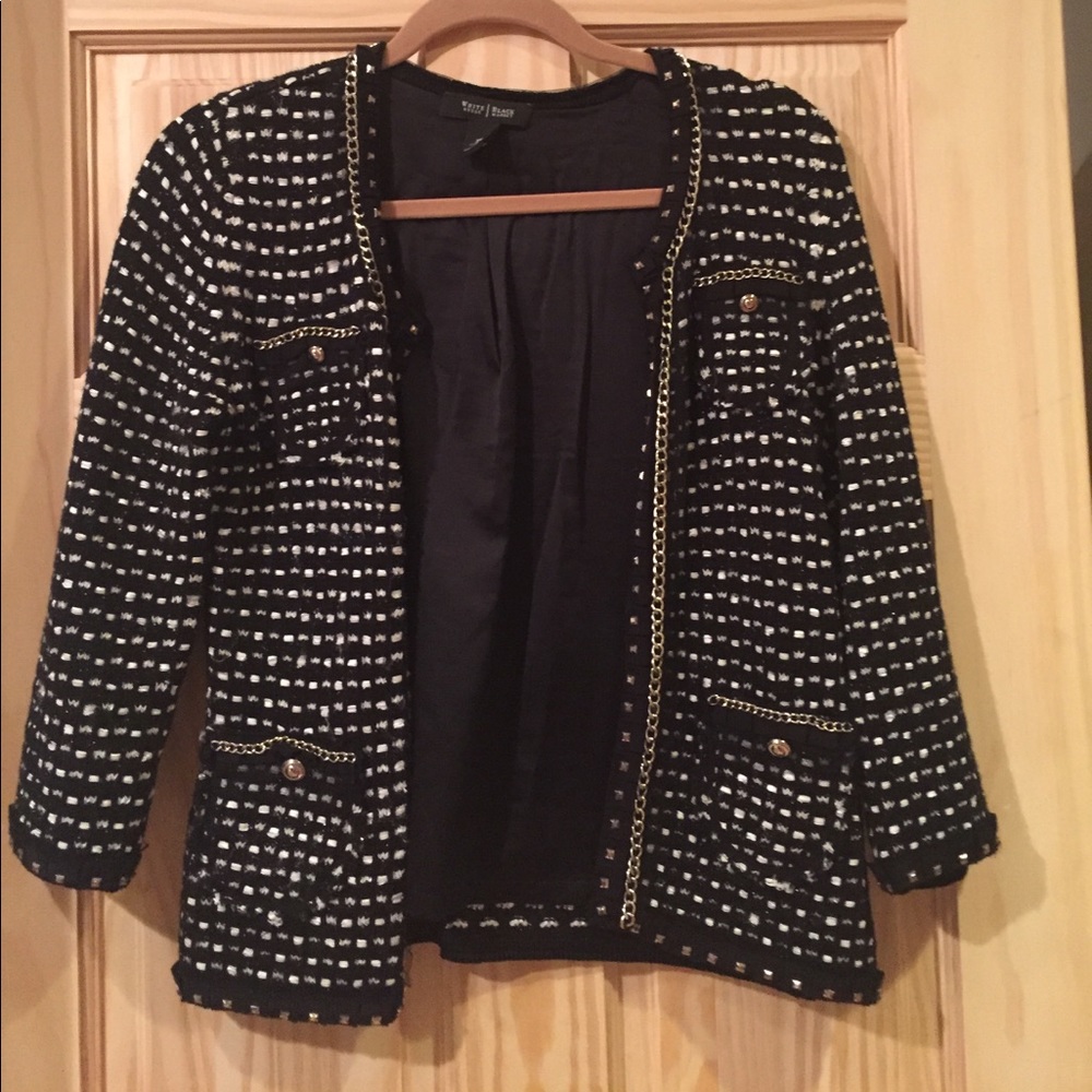 Black house white market tweed jacket