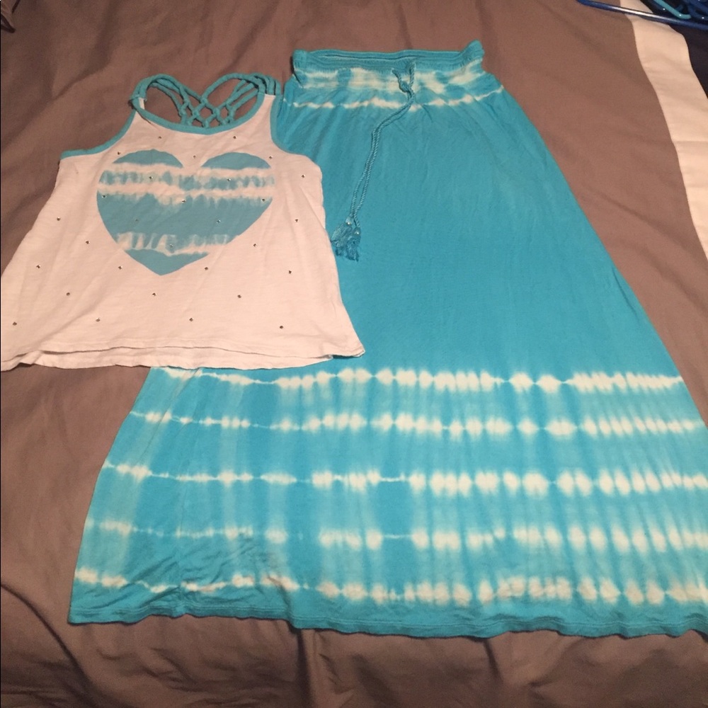 Cute and comfy Justice skirt and shirt!