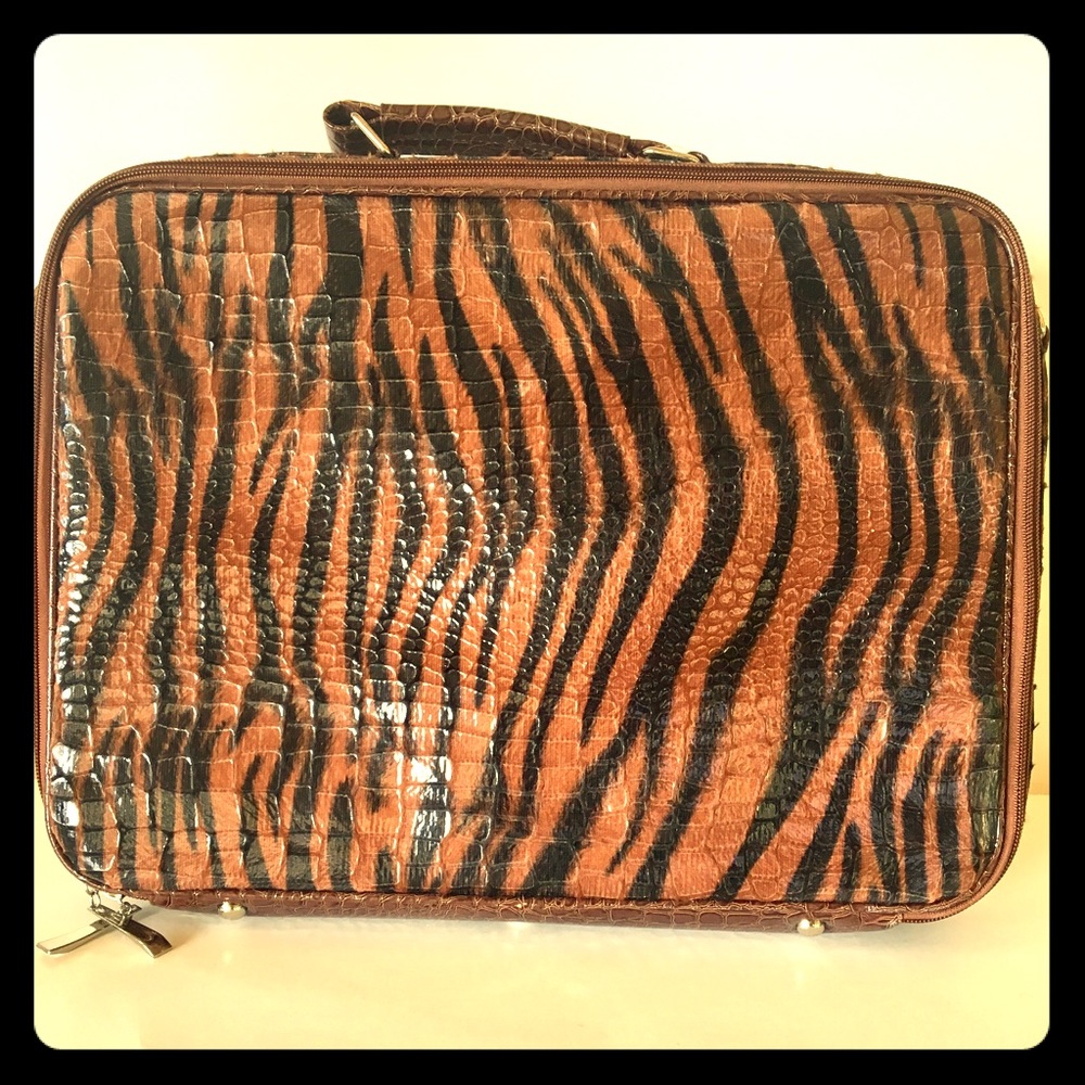 Zebra print laptop case with strap 15x11