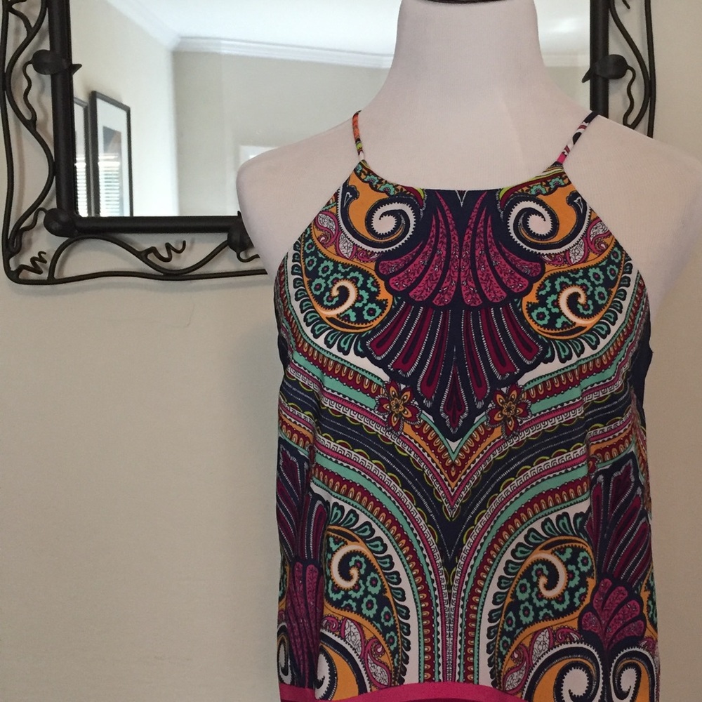 Multi-color sleeveless racerback top