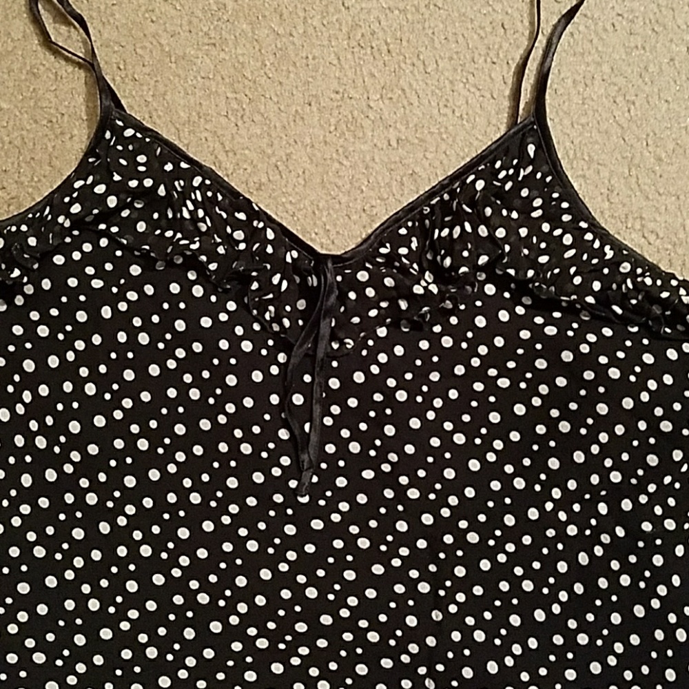 INC 100% silk black and white polka dot tank - Picture 2 of 4