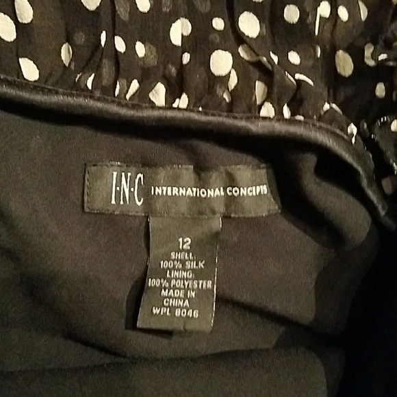 INC 100% silk black and white polka dot tank - Picture 3 of 4