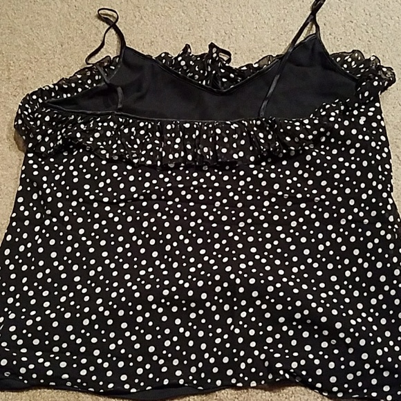 INC 100% silk black and white polka dot tank - Picture 4 of 4