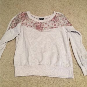 Lace Neckline Sweatshirt