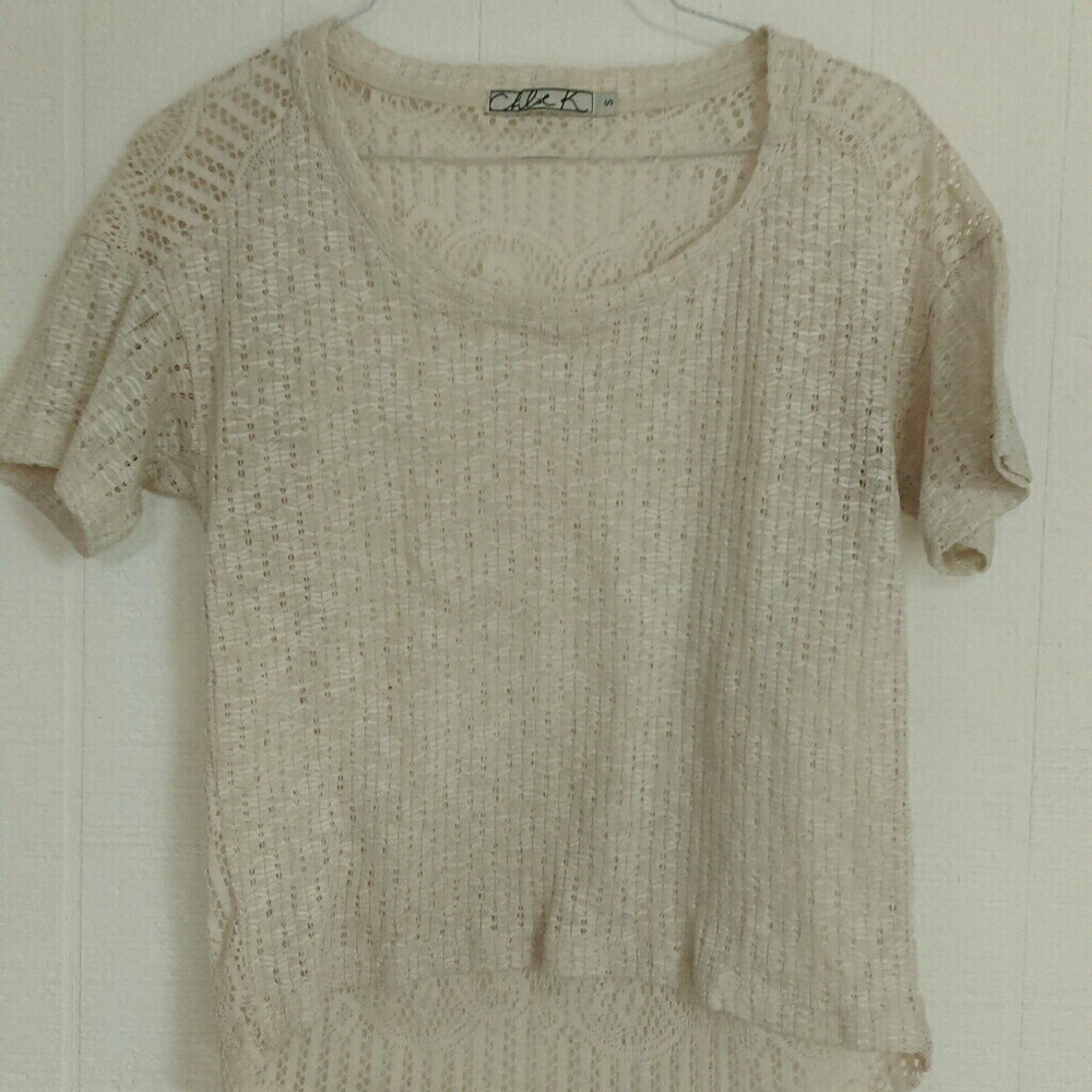 Vintage-style cream lace top