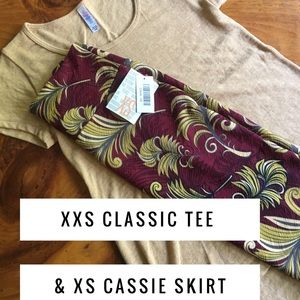 XXS LuLaRoe Classic Tee with XS Cassie skirt