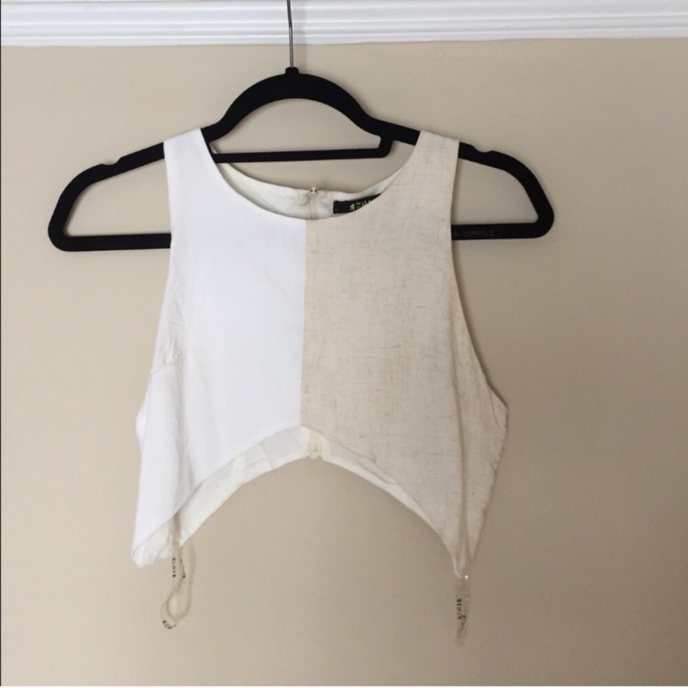Rehab x NastyGal linen asymmetrical crop top