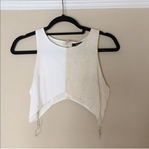 Rehab x NastyGal linen asymmetrical crop top