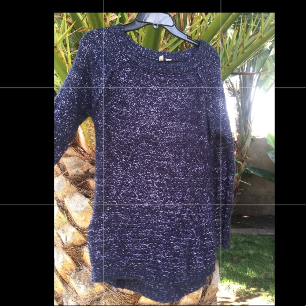 Navy blue and pink open knit sweater size med
