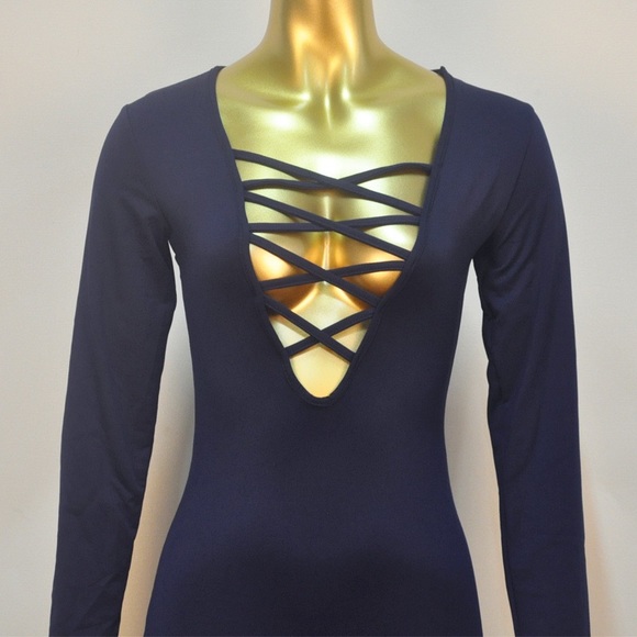 Dark Blue Bodycon Dress - Picture 2 of 3