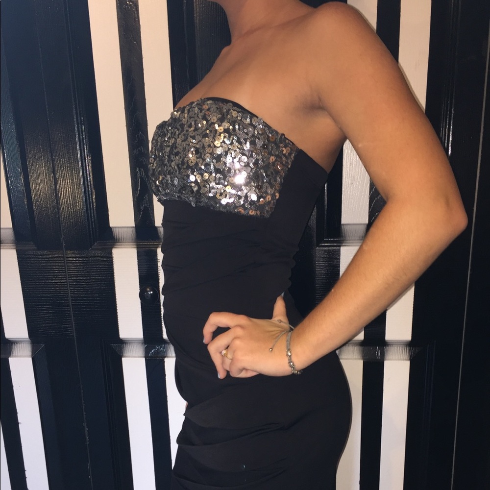 Ruby Rox strapless tight fitting black dress
