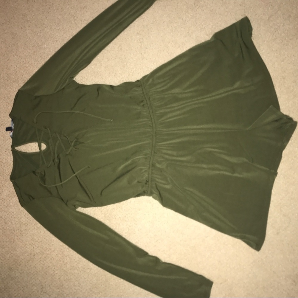 NEW army green lace up romper