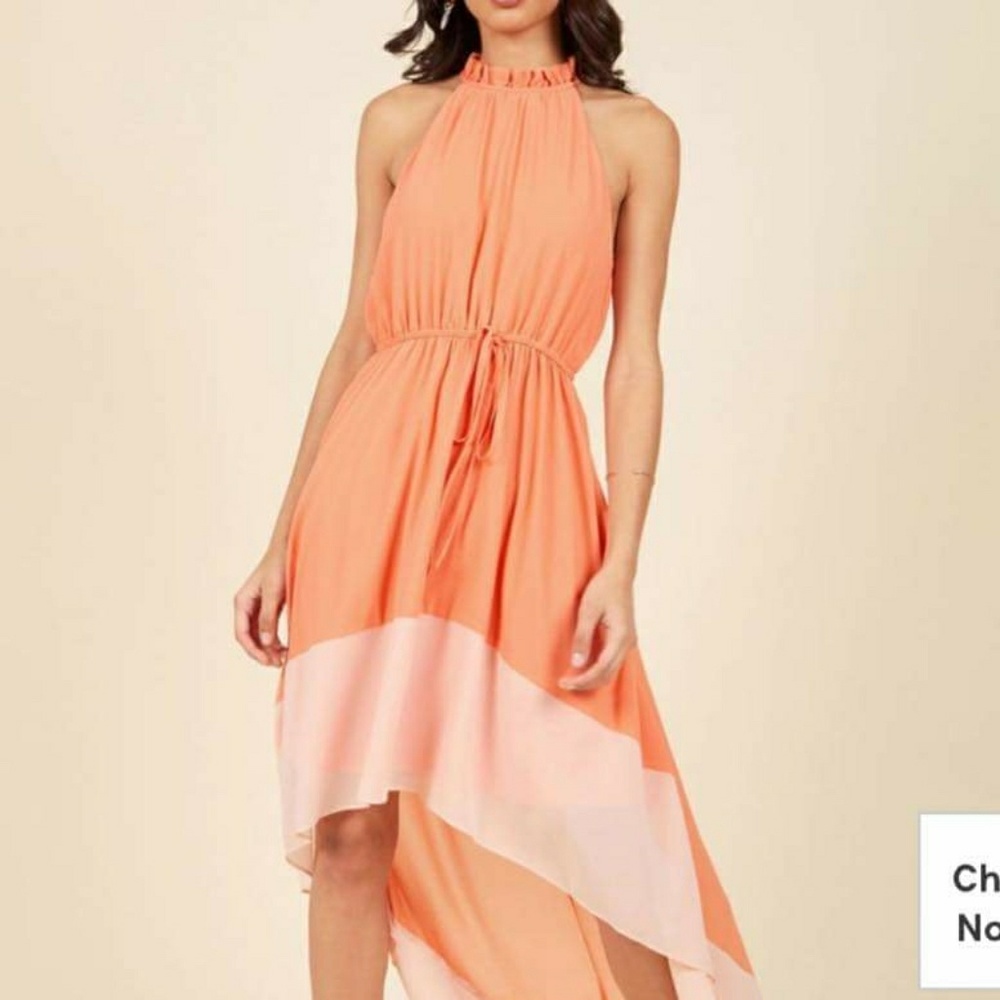 🚫SOLD🛇 Befitting of Fame maxi dress in peach, 1X