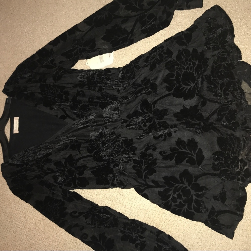 NEW black velvet romper, low cut neck line!
