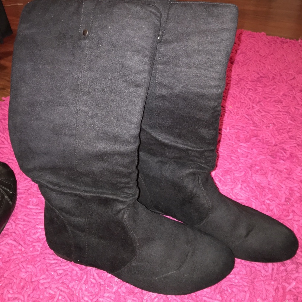 Black Suede Calf Boots