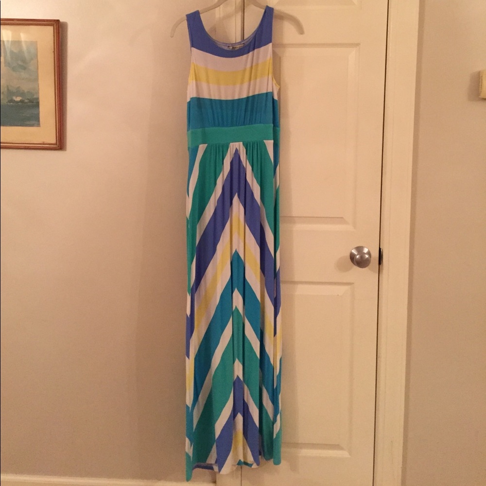 Chevron and stripped maxi dress