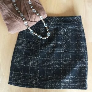 Loft Black and Tan Tweed Skirt