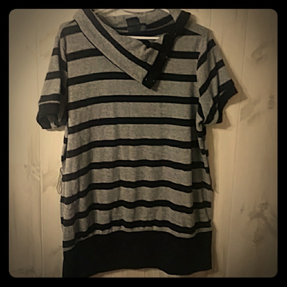 A black and gray sweater.